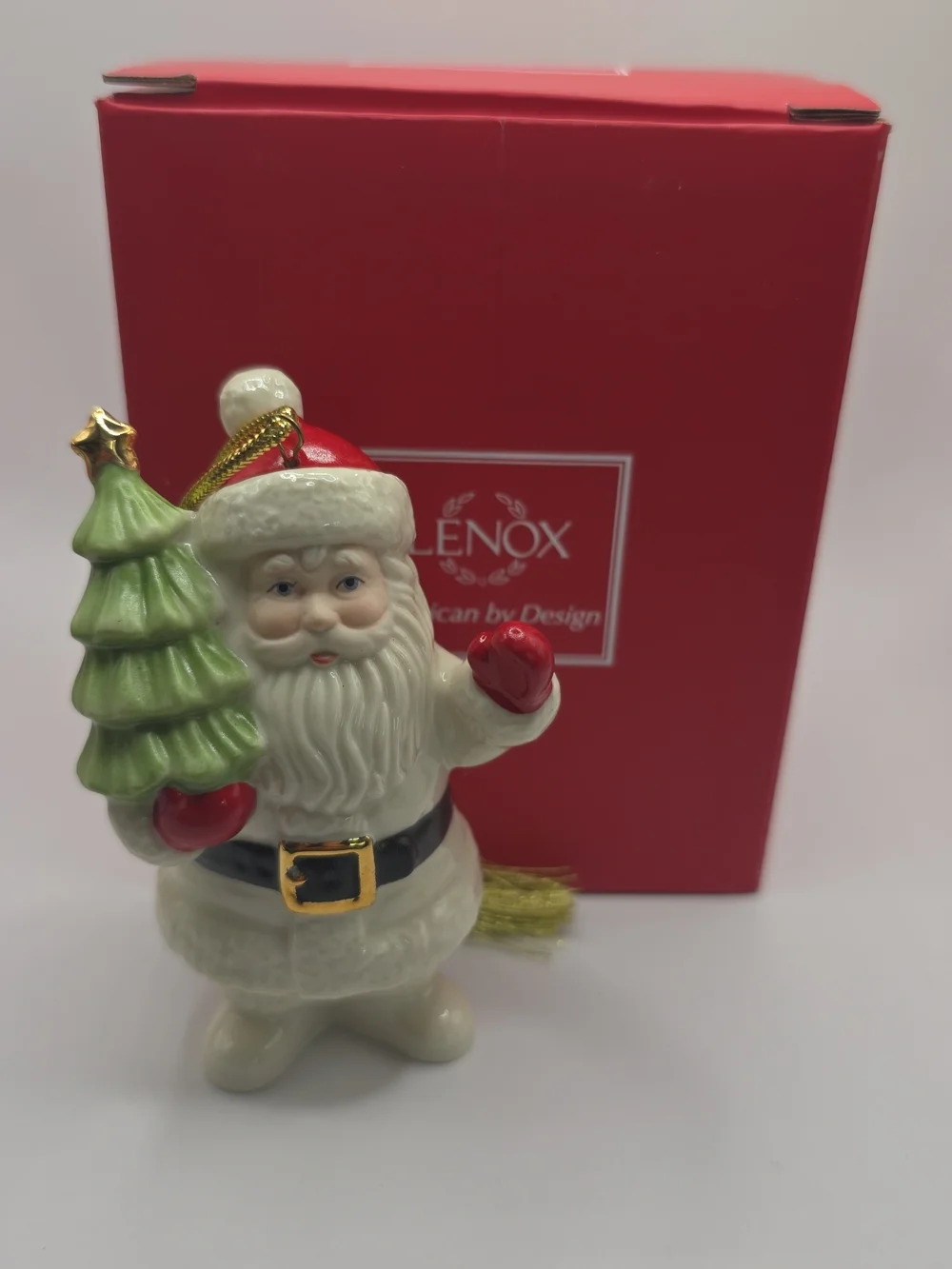 Lenox White and Red Santa Tree Holiday Ornament